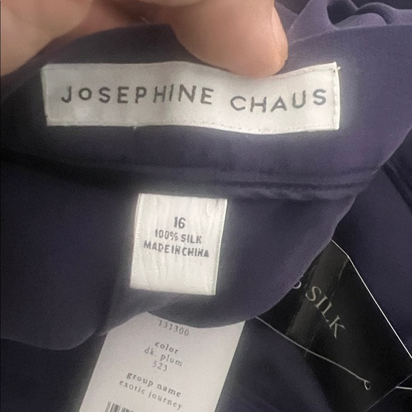 Josephine Chaus Vintage 100% Silk Trousers in Dark Plum Purple, Plus size 16 - Picture 7 of 11